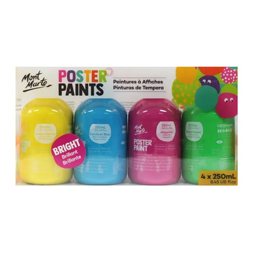 MONT MARTE POSTER PAINT 250ml Bright Pk4